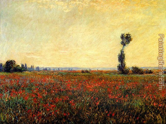 Poppy Landscape painting - Claude Monet Poppy Landscape art painting